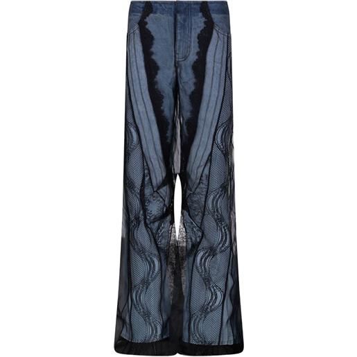 Christopher Esber jeans a gamba ampia con strato semi trasparente - blu