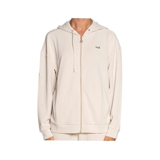 Emporio Armani ea7 felpa con cappuccio da donna in modal relaxed fit, 6dtm08 (it, testo, m, regular, regular, white sand (sabbia))