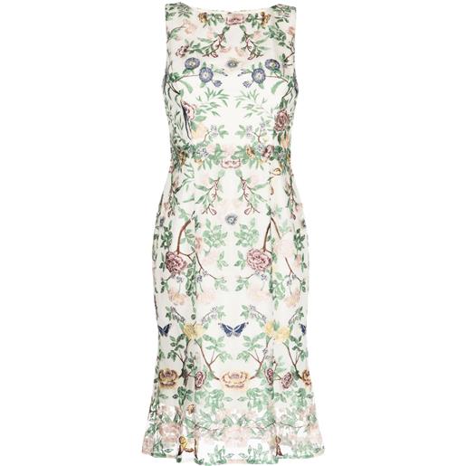 Marchesa Notte abito midi con ricamo a fiori - toni neutri