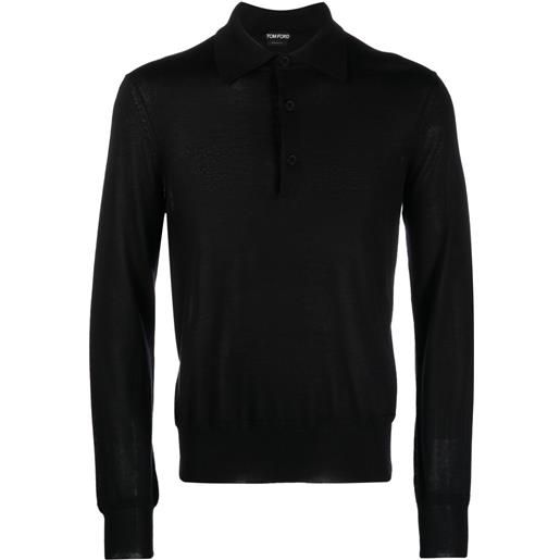TOM FORD polo in maglia a maniche lunghe - nero