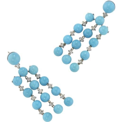 Irene Neuwirth orecchini gumball in oro bianco 18 carati con turchese - argento