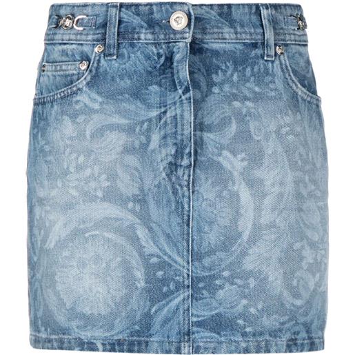 Versace minigonna con stampa barocca - blu