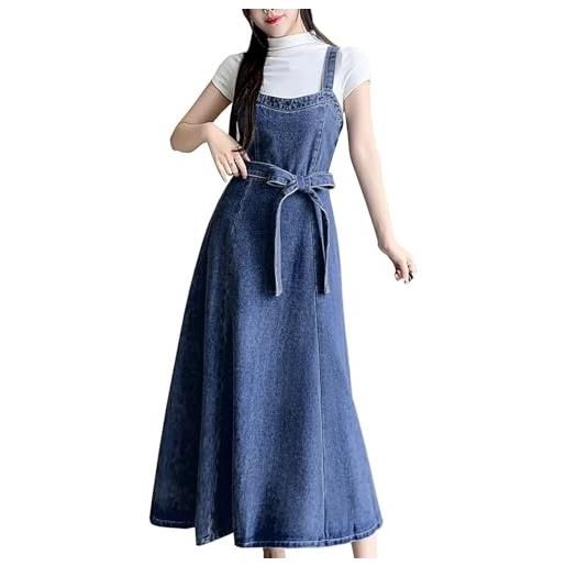 pvucpot abito lungo in denim abiti lungo da donne primavera estate abiti vintage alla da stile semplice donna abito casual da donna maniche corte con bottoni jean