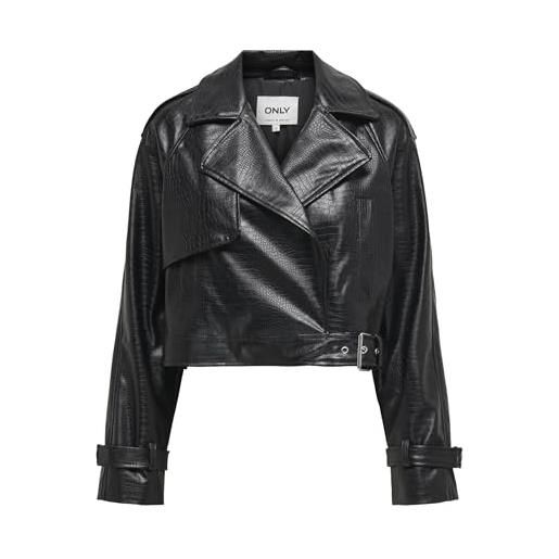 ONLY faux leather jacket onlkira-giacca in finta pelle otw, nero, s donna