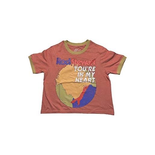 Rod Stewart crop top t shirt in my heart logo nuovo ufficiale da donna arancia size xl