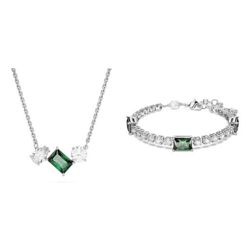 Swarovski mesmera collezione, collana & orecchini, verde