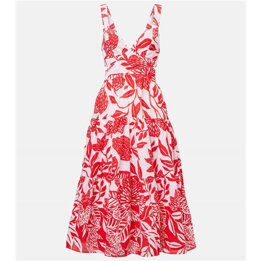 Poupette St Barth abito midi coco in cotone con stampa floreale