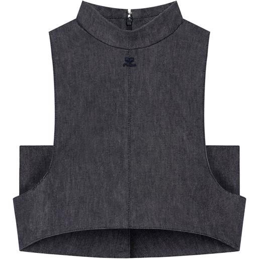 Courrèges top denim - grigio
