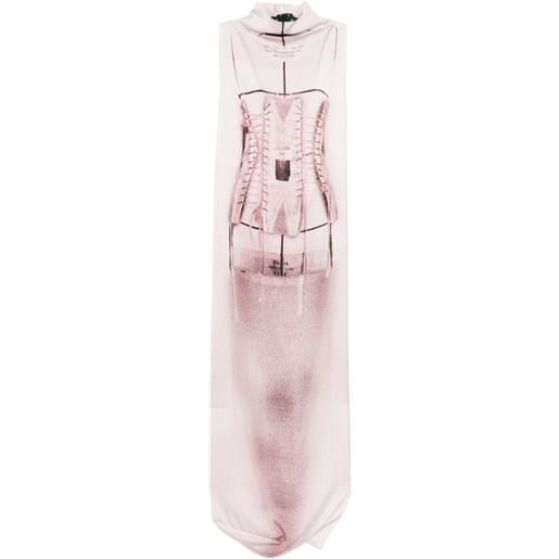 Jean Paul Gaultier abito lungo con stampa - bianco