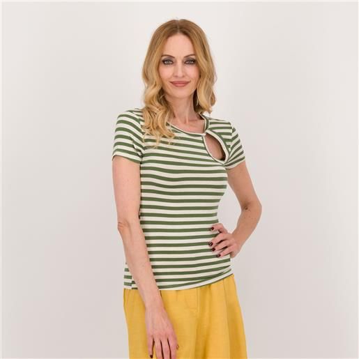 Dua t-shirt a righe con scollo tondo misto viscosa e lino