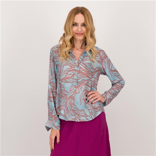 Mama m'ama blusa a maniche lunghe con scollo a polo in raso