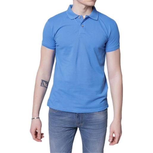Blooker polo manica corta in cotone piquet colore azzurra