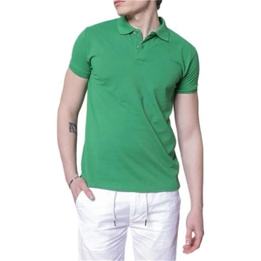 Blooker polo manica corta in cotone piquet colore verde