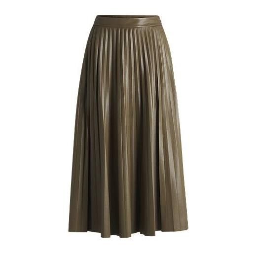 BOSS gonna midi in similpelle con pieghe plissé, kaki