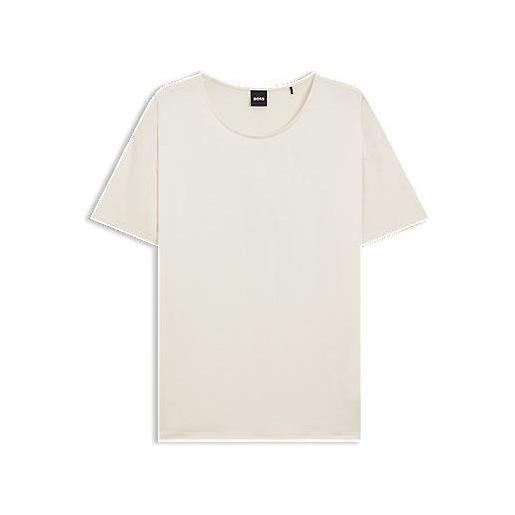 BOSS t-shirt in jersey regular fit con parte anteriore in seta elasticizzata, colore neutro