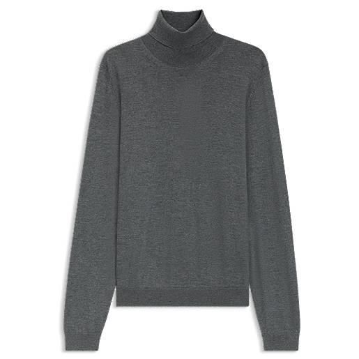 BOSS maglione slim fit a collo alto in lana merino extra fine, grigio