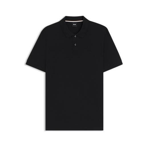 BOSS polo pallas in piqué di cotone con logo, nero
