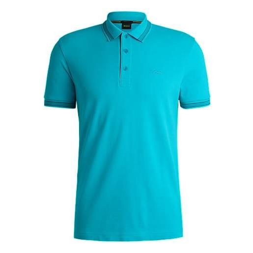 BOSS polo paddy in piqué di cotone, turchese