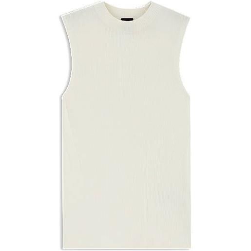 BOSS maglia a coste con collo a lupetto, bianco