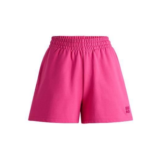 HUGO shorts relaxed fit in terry di cotone con logo ricamato, rosa