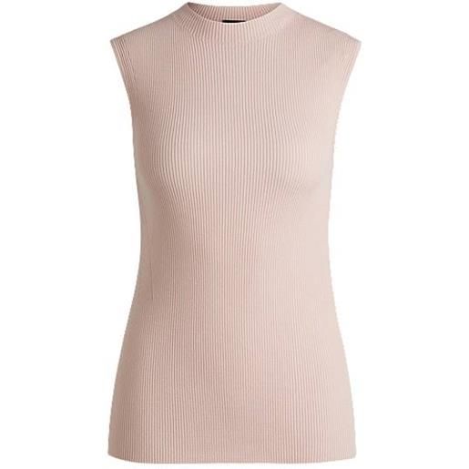 BOSS maglia a coste con collo a lupetto, rosa chiaro