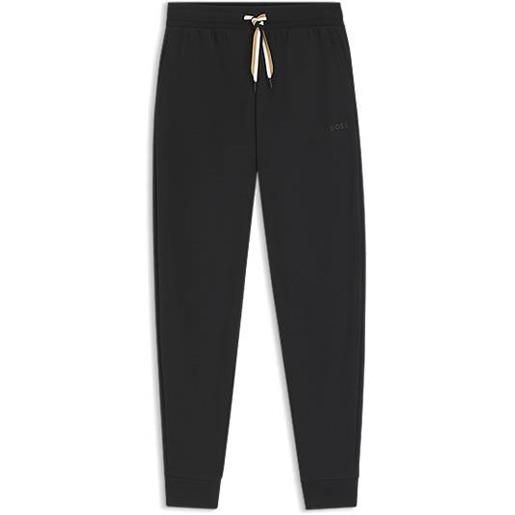 BOSS pantaloni della tuta con fondo gamba elastico e cordoncino con righe tipiche del marchio, nero