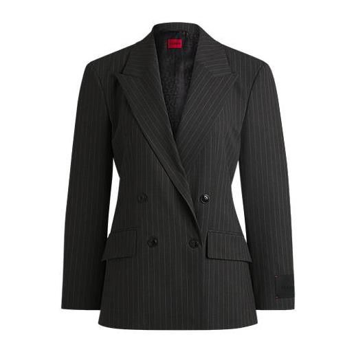 HUGO blazer regular fit in materiale elasticizzato gessato, grigio a motivi