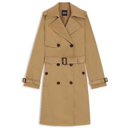 BOSS trench doppiopetto con cintura con fibbia, beige