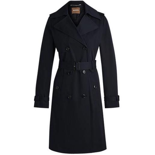 BOSS trench doppiopetto con cintura con fibbia, blu scuro