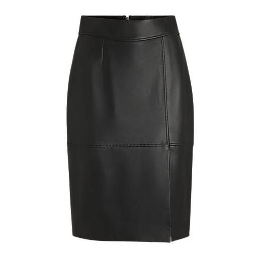 BOSS gonna a tubino slim fit in pelle, nero