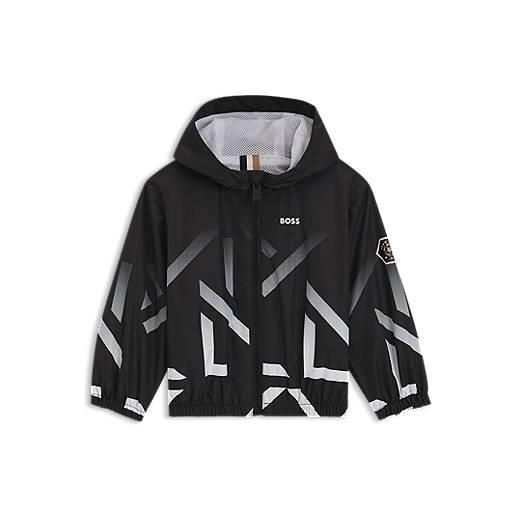 BOSS giacca a vento per bambini con cappuccio e grafica dégradé, nero