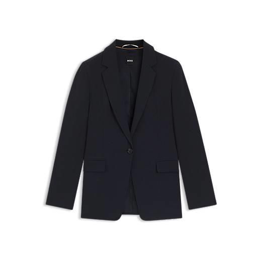 BOSS giacca regular fit in crêpe antipiega, blu scuro