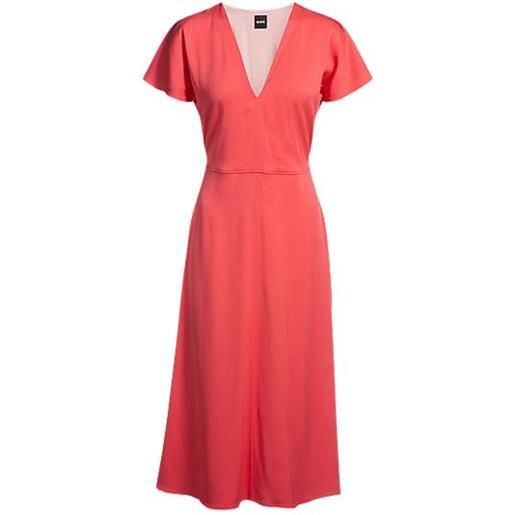 BOSS vestito in materiale elasticizzato con scollo a v, corallo