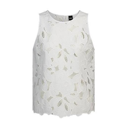 BOSS camicetta elegante in pizzo sangallo di misto cotone, bianco