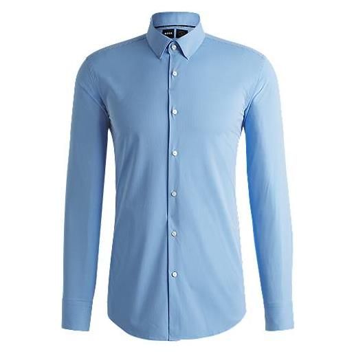 BOSS camicia slim fit in tessuto elasticizzato ad alte prestazioni a righe, celeste