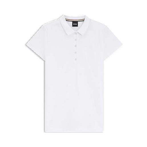 BOSS polo in piqué di cotone con logo, bianco