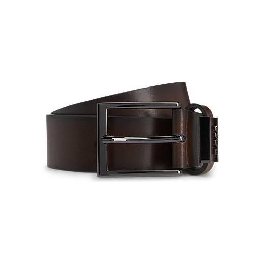 BOSS cintura in pelle italiana con passante rifinito con logo, marrone scuro