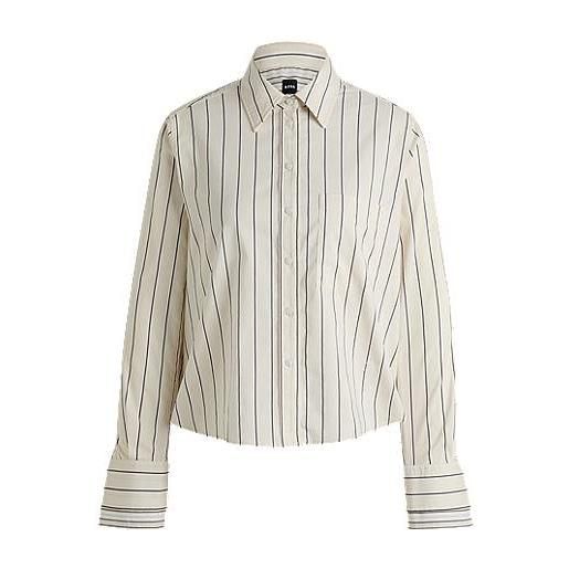 BOSS camicetta regular fit in cotone elasticizzato a righe, bianco a motivi