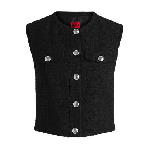 HUGO gilet regular fit in tessuto bouclé, nero