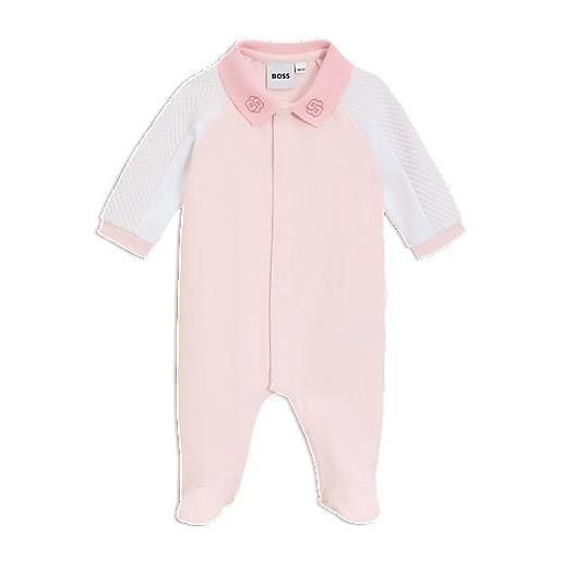 BOSS pagliaccetto da notte per neonati in terry di misto cotone e jersey, light pink
