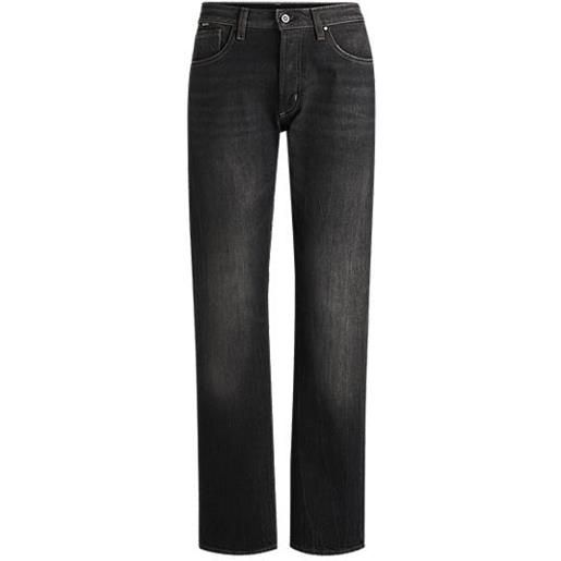 BOSS jeans straight fit in comodo denim elasticizzato nero sbiadito, nero