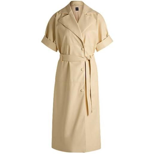 BOSS vestito stile trench relaxed fit in similpelle, beige chiaro