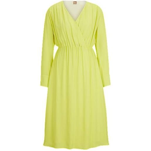 BOSS vestito regular fit con parte anteriore a portafoglio e polsini con bottoni, giallo