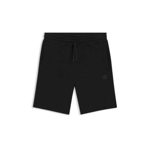 BOSS bermuda in terry di cotone con patch con logo, nero