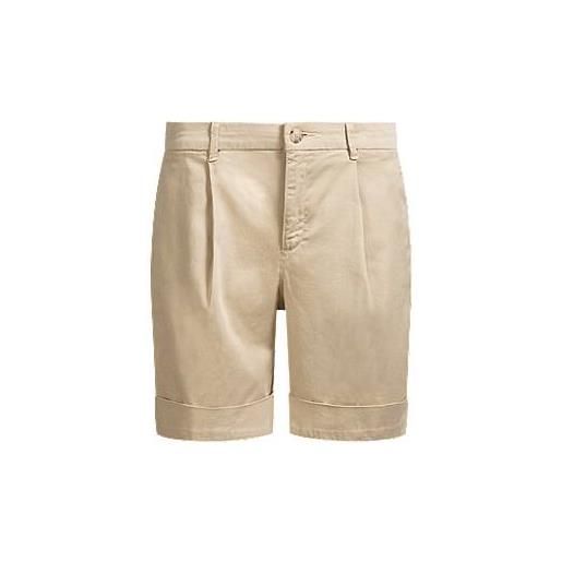 BOSS shorts relaxed fit a vita alta n cotone elasticizzato, beige chiaro