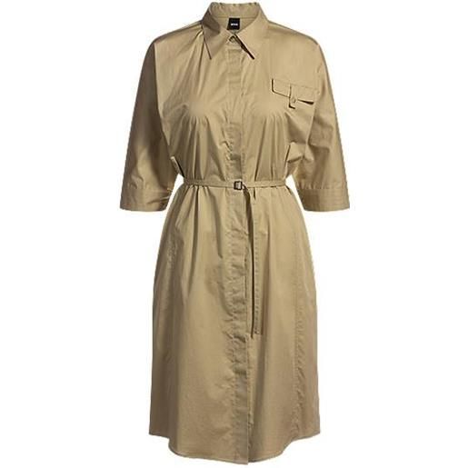 BOSS chemisier relaxed fit in cotone elasticizzato, beige