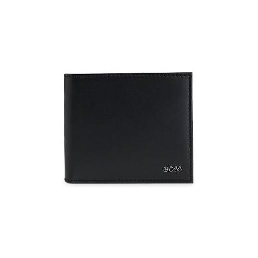 BOSS portafoglio in pelle con scritta del logo, nero
