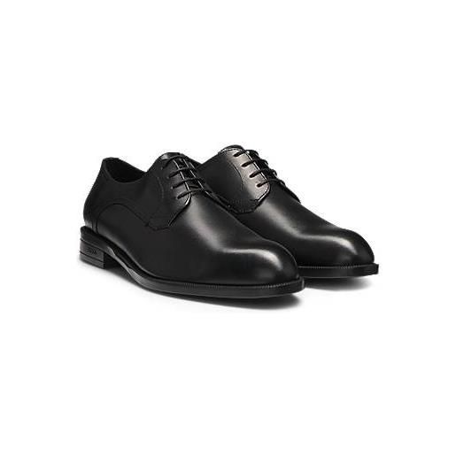 BOSS scarpe derby in pelle con particolari impunture, nero