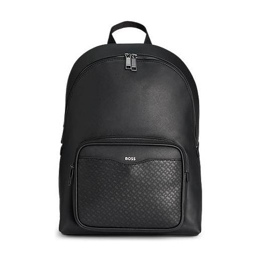 BOSS zaino con tasca con monogrammi, nero