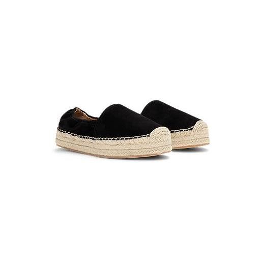 BOSS espadrillas in pelle scamosciata con tallone elasticizzato, nero